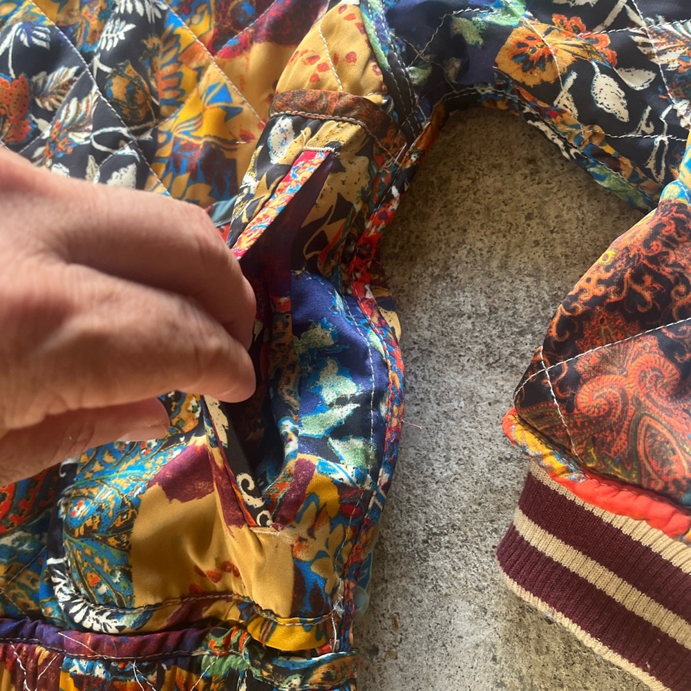 Free People Multicolor Quilted Patchwork Bomber J… - image 5